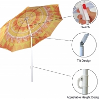 Umbrela de plaja cu diametru de 1.9 m, portocaliu, Vivo 19651